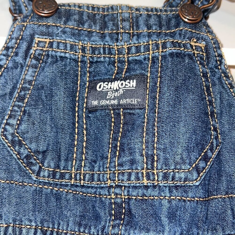 OshKosh B'gosh Baby Boy Denim Overalls Buffalo Plaid-Lined Size 6 Months - Picture 2 of 6